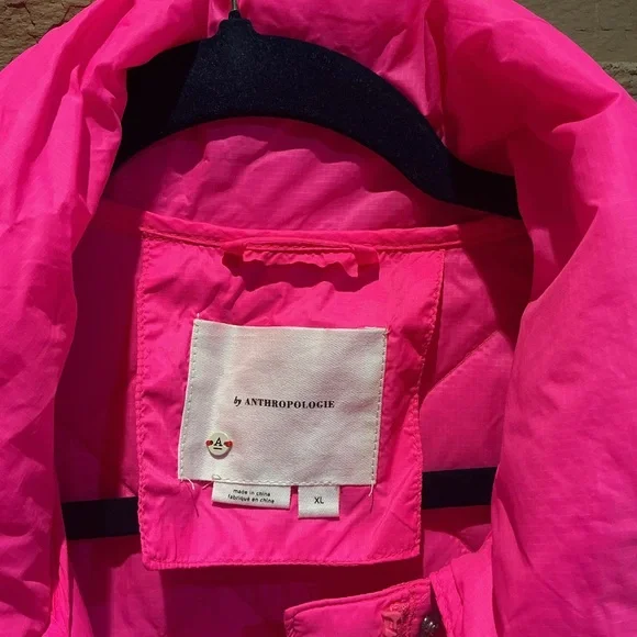 Anthropologie Hot Pink Quilted Jacket Size Extra Large - Picture 4 of 5